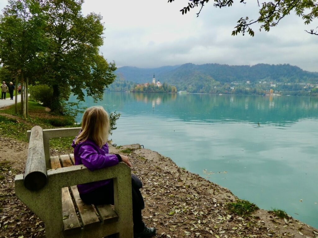 Lake Bled Slovenia bench