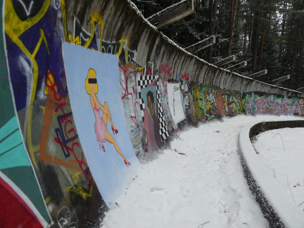 Olympic bobsled track from 1984 Olympics in Sarajevo