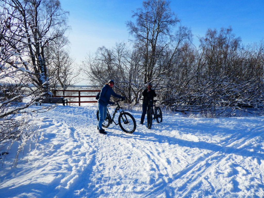 Snowbiking with friends in Anchorage Alaska